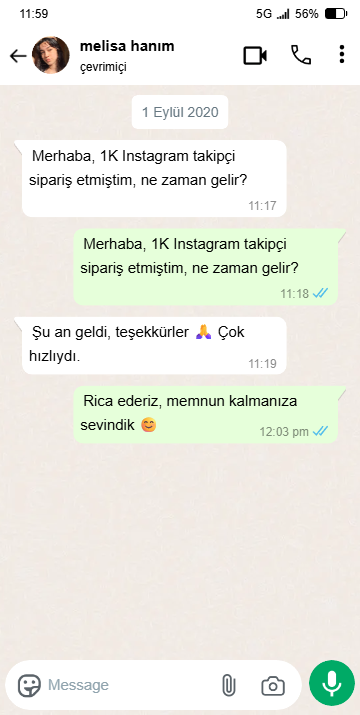 WhatsApp Müşteri Yorumu