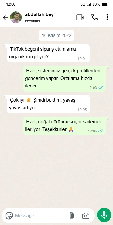 WhatsApp Müşteri Yorumu