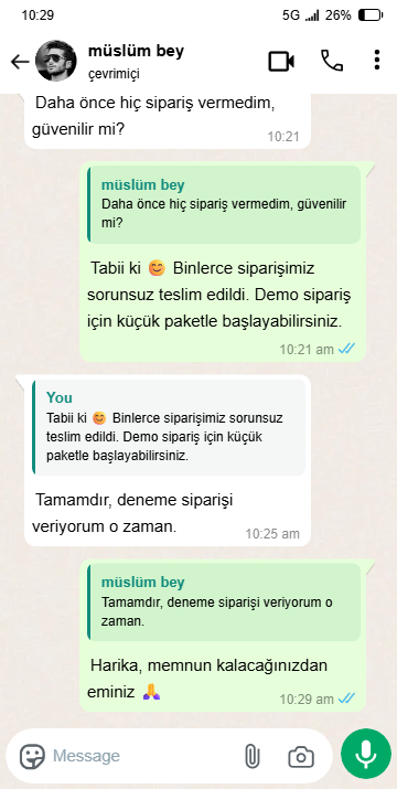 WhatsApp Müşteri Yorumu