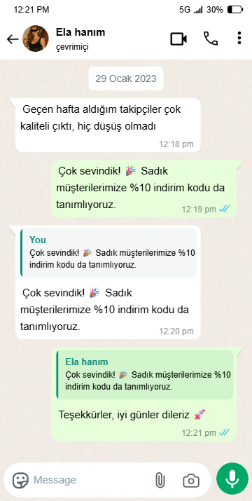 WhatsApp Müşteri Yorumu