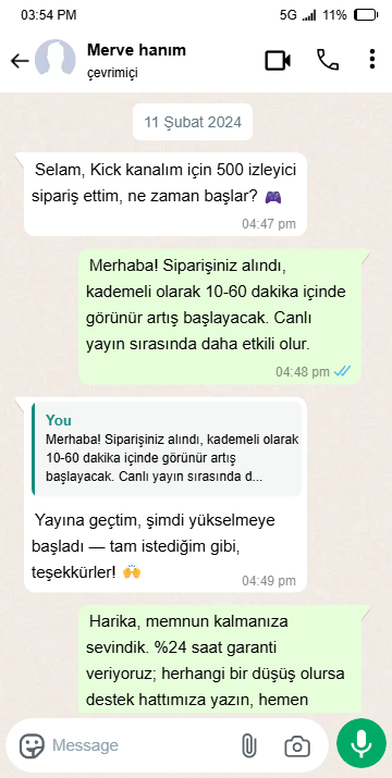 WhatsApp Müşteri Yorumu